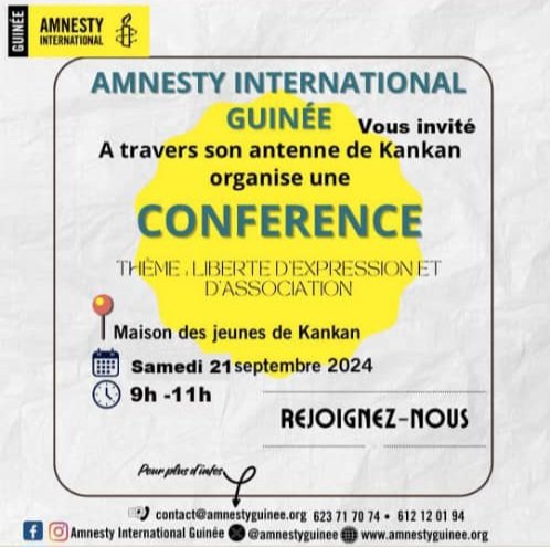 Kankan : Conférence d’Amnesty International sur la Liberté d’Expression et d’Association à la maison des jeunes.